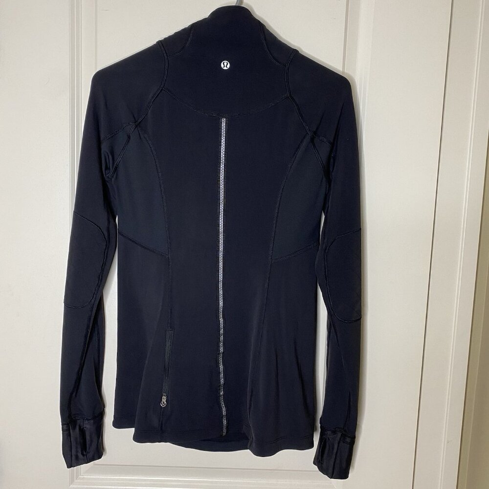 Lululemon Quilted Half Zip Pullover 6 Black Reflective Running Jacket Thumbholes